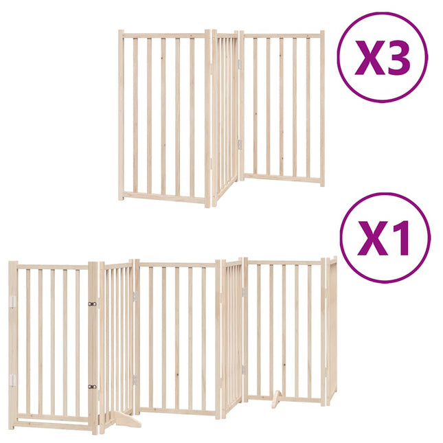 hundelåge med dør 12 paneler 750 cm foldbar poppeltræ