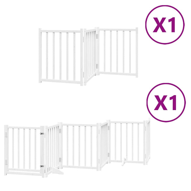 hundelåge med dør 9 paneler 450 cm foldbar poppeltræ hvid