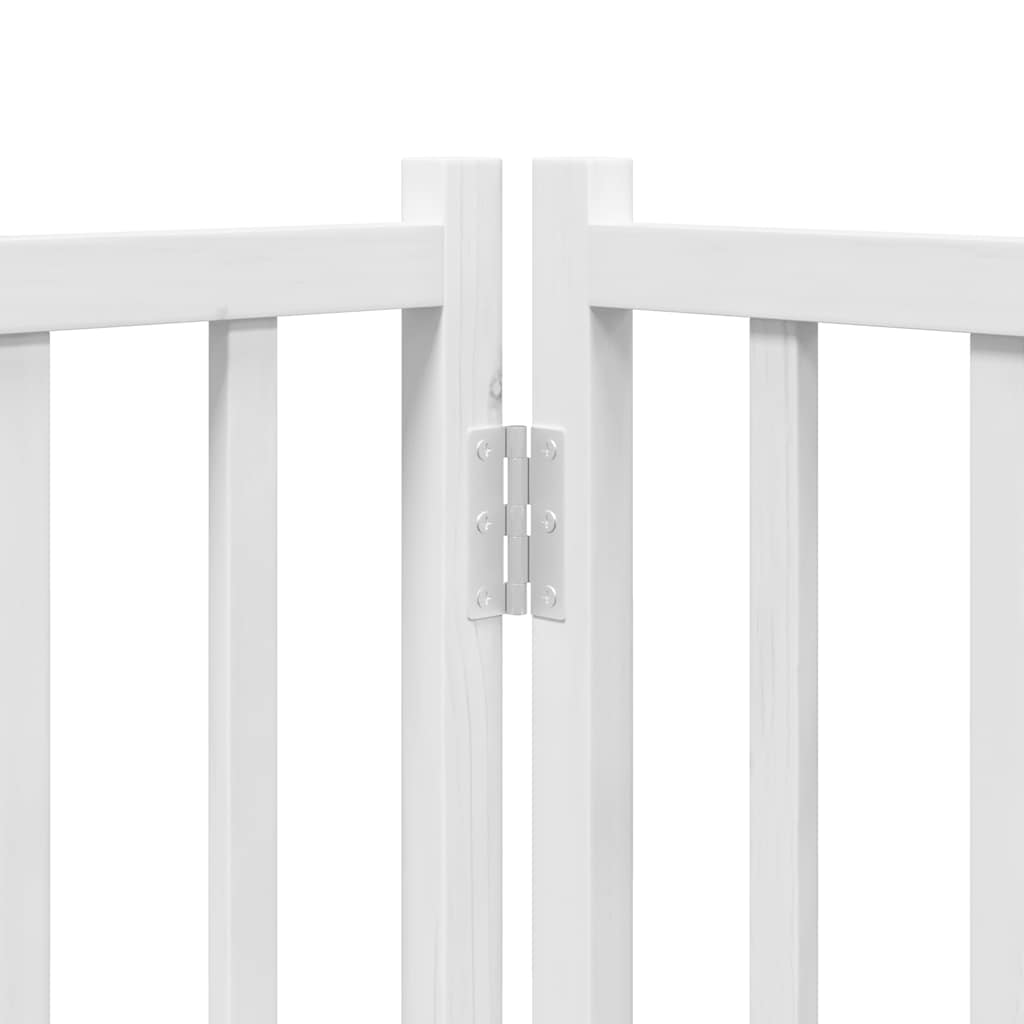 hundelåge med dør 15 paneler 750 cm foldbar poppeltræ hvid