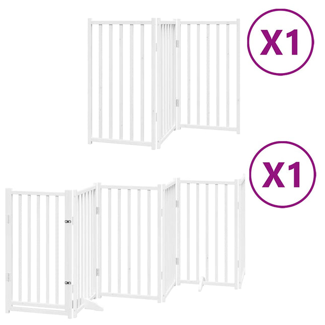 hundelåge med dør 9 paneler 450 cm foldbar poppeltræ hvid