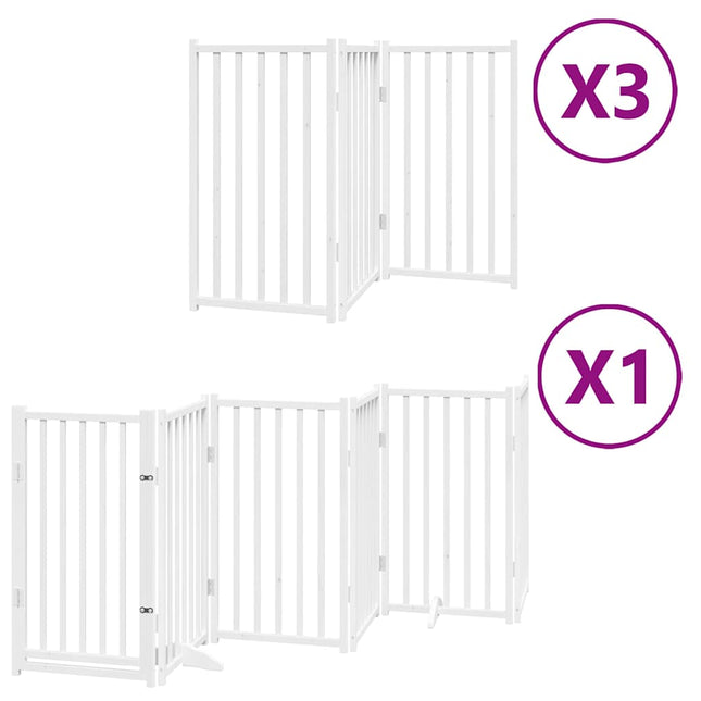 hundelåge med dør 15 paneler 750 cm foldbar poppeltræ hvid