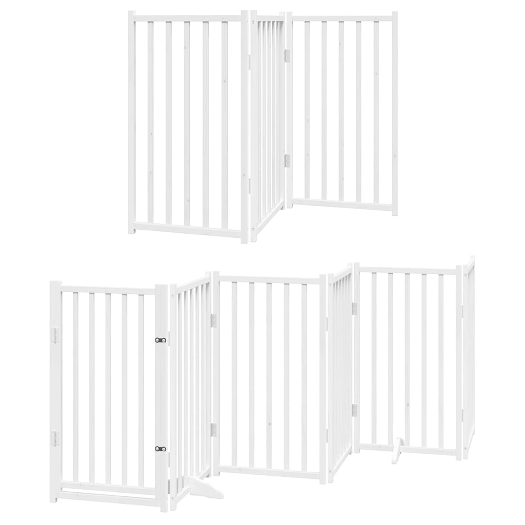 hundelåge med dør 15 paneler 750 cm foldbar poppeltræ hvid