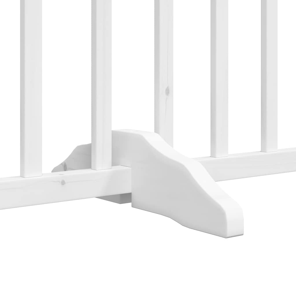 hundelåge med dør 15 paneler 750 cm foldbar poppeltræ hvid