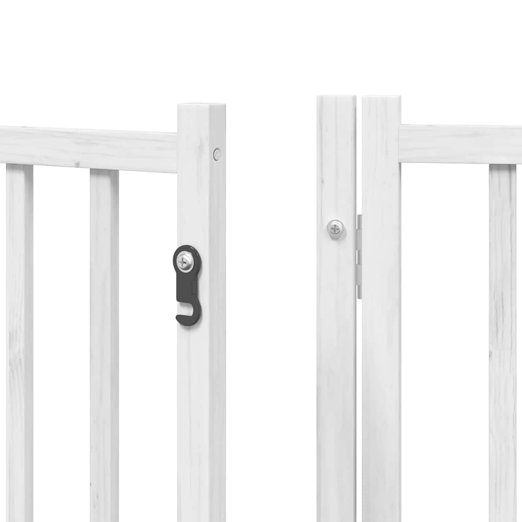 hundelåge med dør 15 paneler 750 cm foldbar poppeltræ hvid