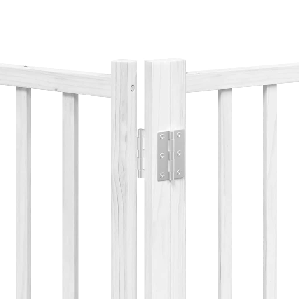hundelåge med dør 15 paneler 750 cm foldbar poppeltræ hvid