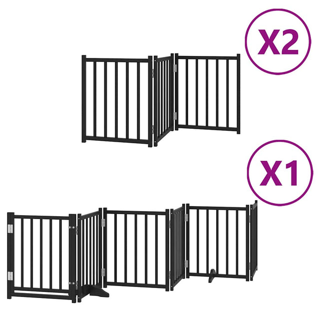 hundelåge med dør 12 paneler 600 cm foldbar poppeltræ sort