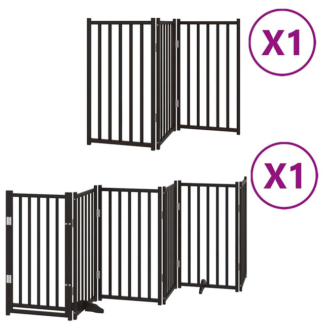 hundelåge med dør 9 paneler 450 cm foldbar poppeltræ sort