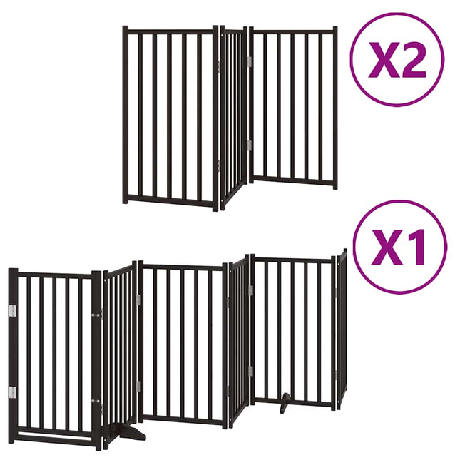 hundelåge med dør 12 paneler 600 cm foldbar poppeltræ sort