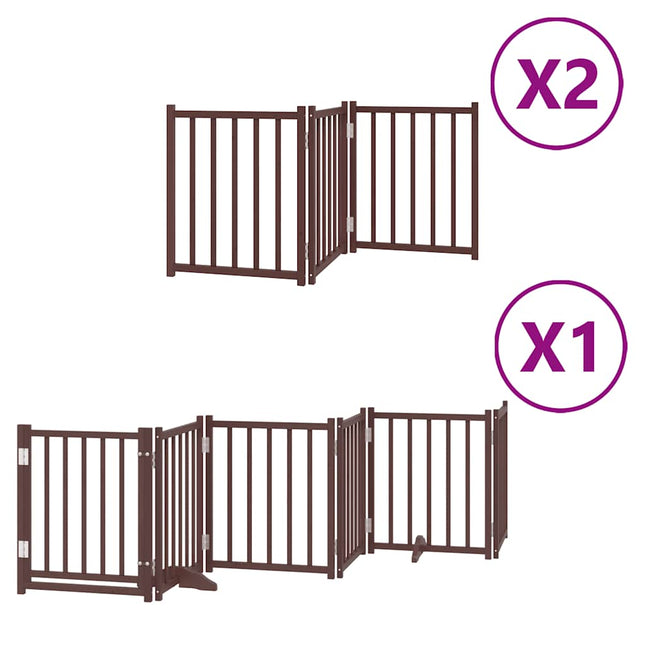 hundelåge med dør 12 paneler 600 cm foldbar poppeltræ brun