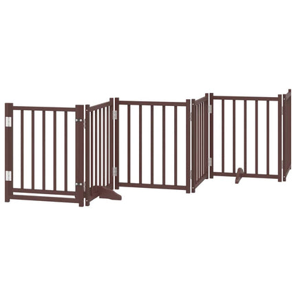 hundelåge med dør 12 paneler 600 cm foldbar poppeltræ brun