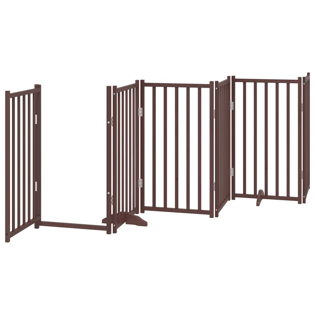 hundelåge med dør 15 paneler 750 cm foldbar poppeltræ brun