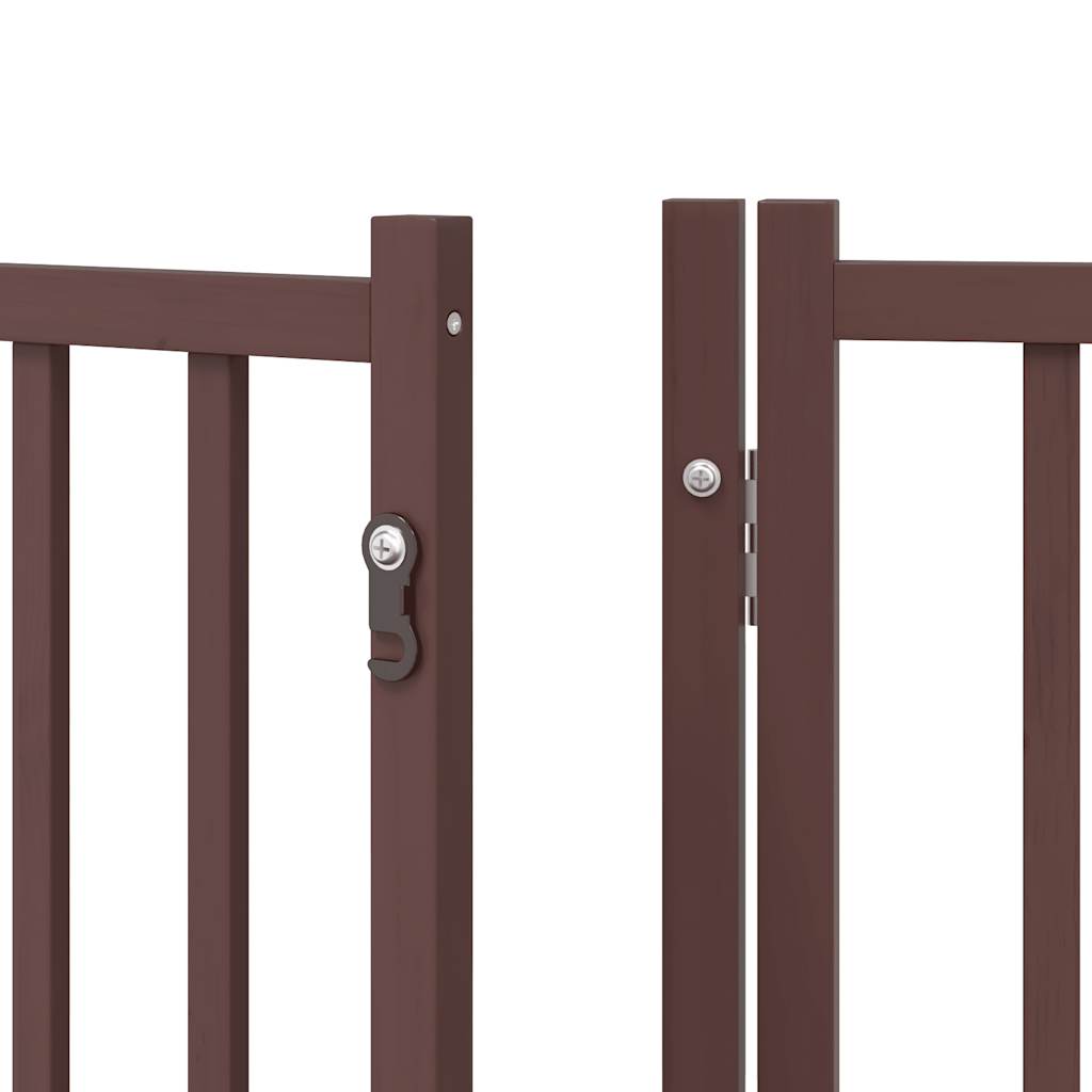 hundelåge med dør 15 paneler 750 cm foldbar poppeltræ brun