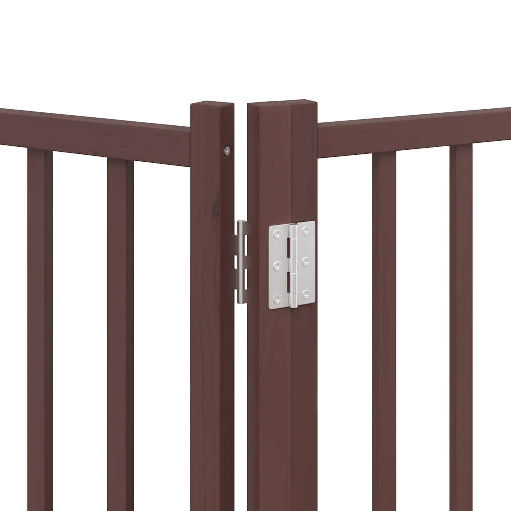 hundelåge med dør 15 paneler 750 cm foldbar poppeltræ brun