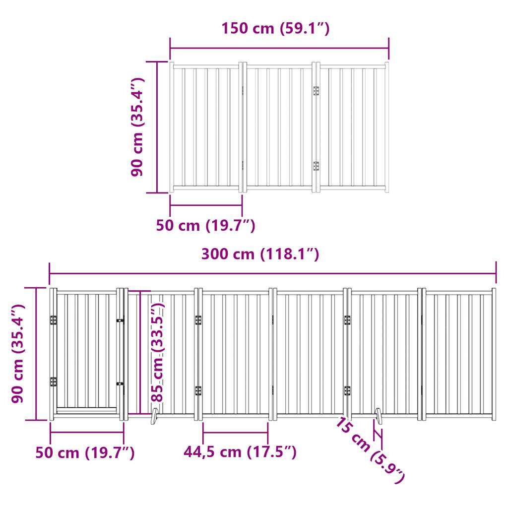 hundelåge med dør 15 paneler 750 cm foldbar poppeltræ brun