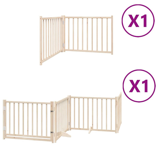 hundelåge med dør 6 paneler 480 cm foldbar poppeltræ