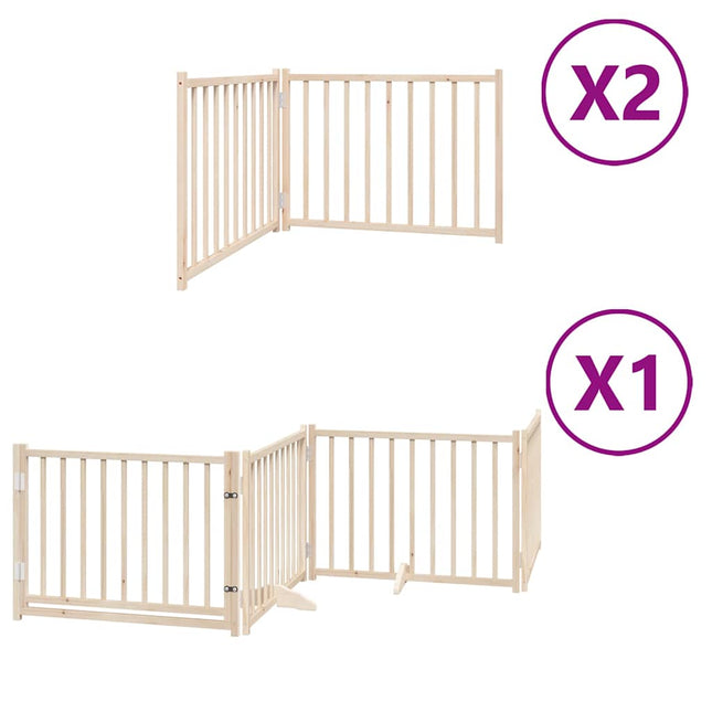 hundelåge med dør 8 paneler 640 cm foldbar poppeltræ