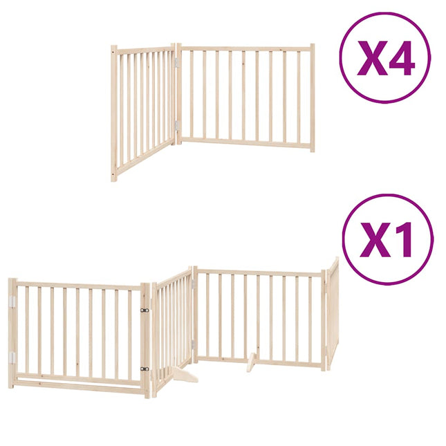hundelåge med dør 12 paneler 960 cm foldbar poppeltræ