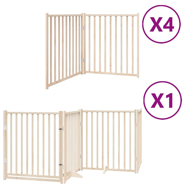 hundelåge med dør 12 paneler 960 cm foldbar poppeltræ