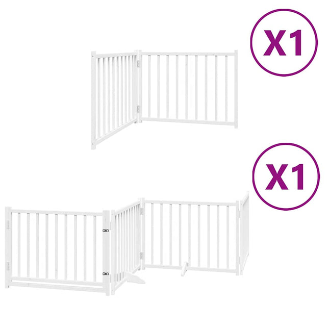 hundelåge med dør 6 paneler 480 cm foldbar poppeltræ hvid
