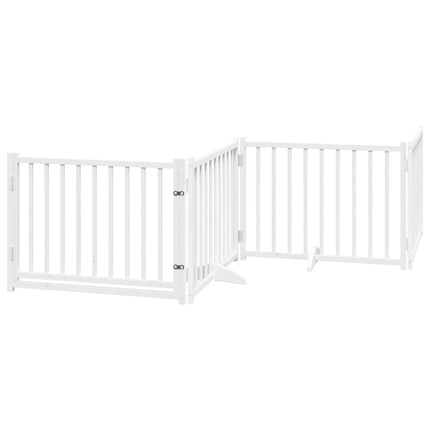 hundelåge med dør 6 paneler 480 cm foldbar poppeltræ hvid