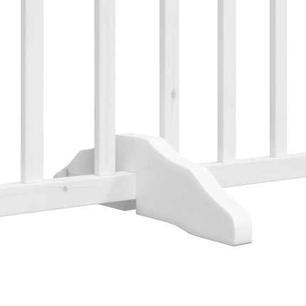 hundelåge med dør 8 paneler 640 cm foldbar poppeltræ hvid