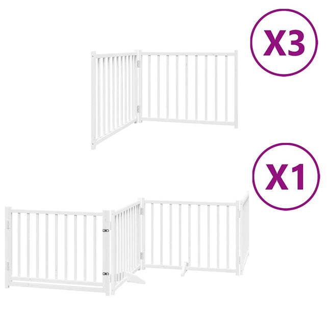 hundelåge med dør 10 paneler 800 cm foldbar poppeltræ hvid