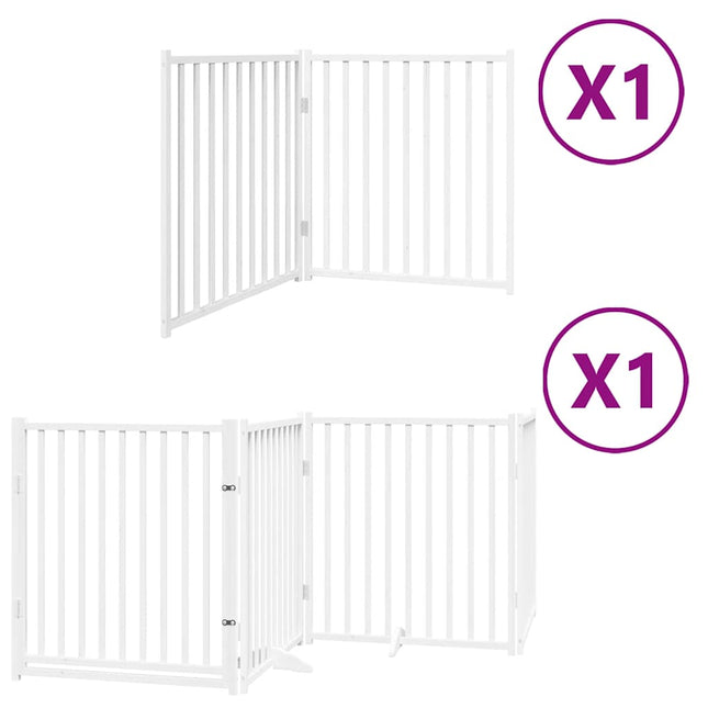 hundelåge med dør 6 paneler 480 cm foldbar poppeltræ hvid