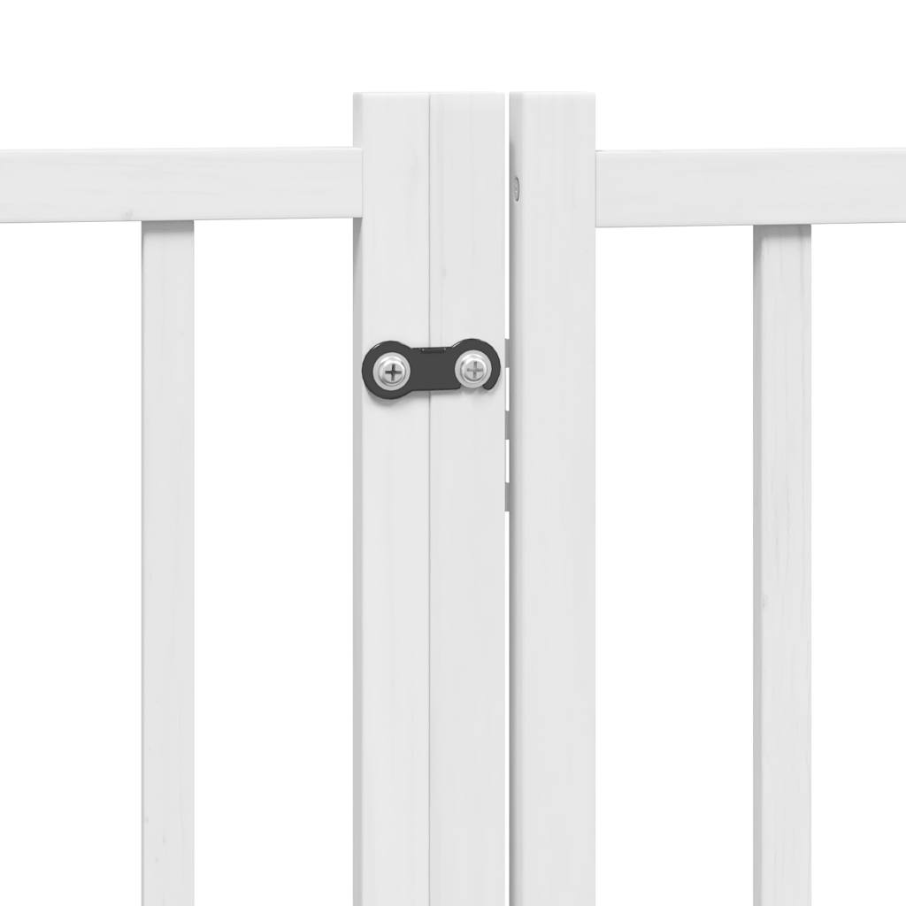 hundelåge med dør 8 paneler 640 cm foldbar poppeltræ hvid