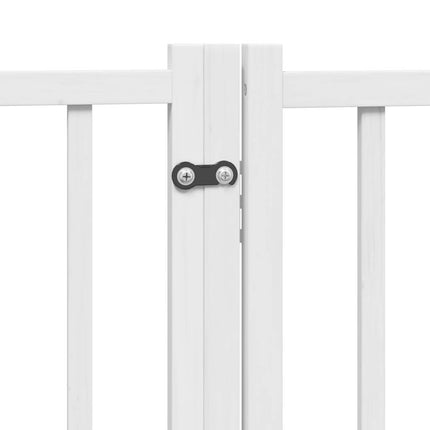 hundelåge med dør 8 paneler 640 cm foldbar poppeltræ hvid