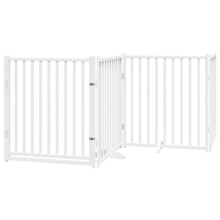 hundelåge med dør 10 paneler 800 cm foldbar poppeltræ hvid