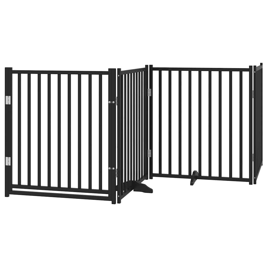 hundelåge med dør 12 paneler 960 cm foldbar poppeltræ sort