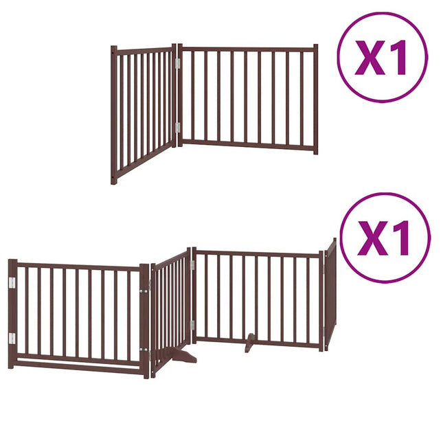 hundelåge med dør 6 paneler 480 cm foldbar poppeltræ brun