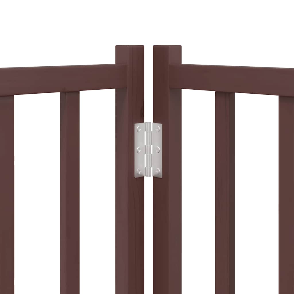 hundelåge med dør 8 paneler 640 cm foldbar poppeltræ brun