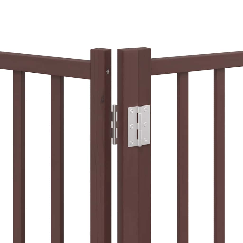 hundelåge med dør 8 paneler 640 cm foldbar poppeltræ brun