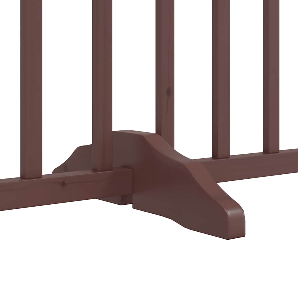 hundelåge med dør 6 paneler 480 cm foldbar poppeltræ brun