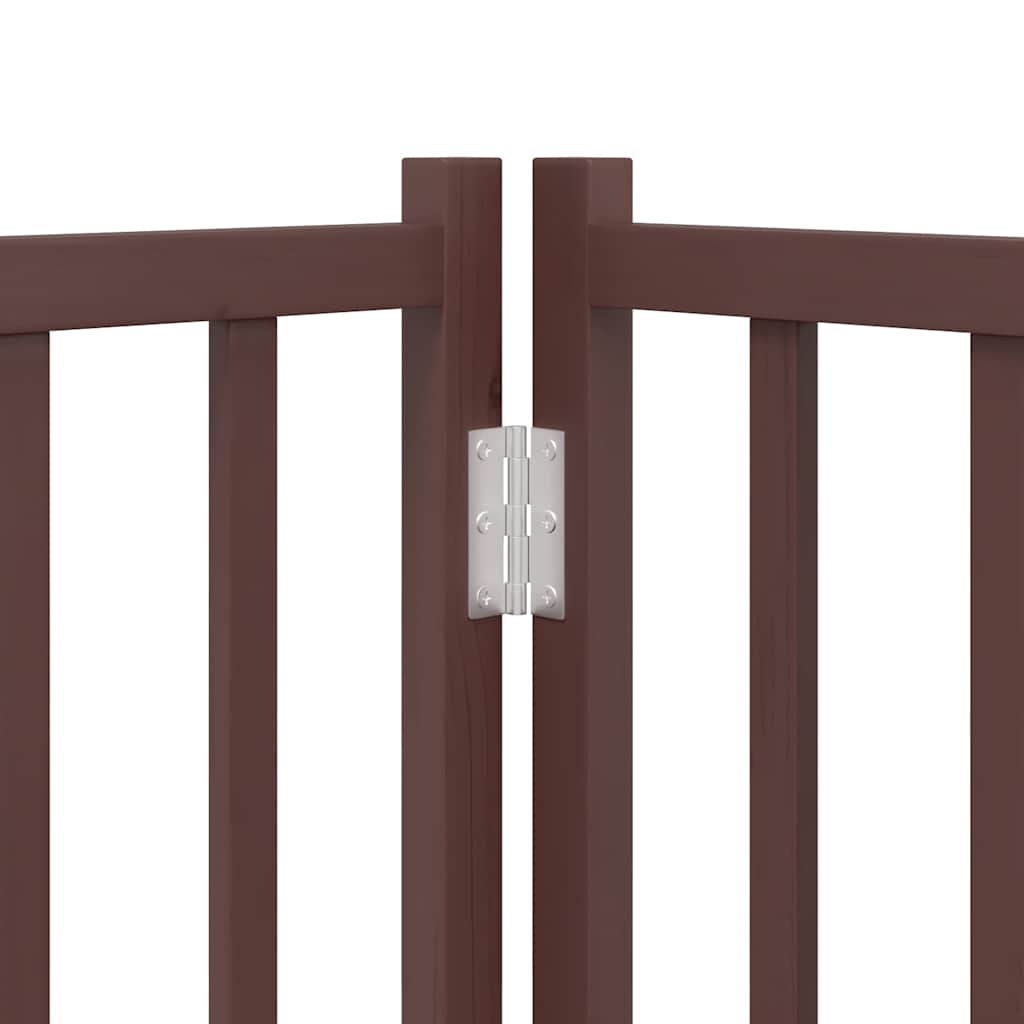 hundelåge med dør 6 paneler 480 cm foldbar poppeltræ brun