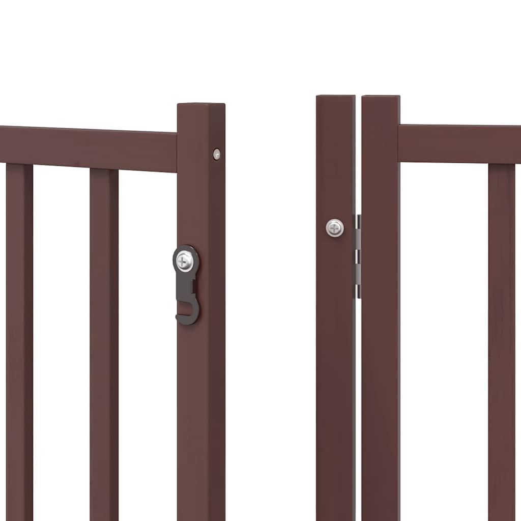 hundelåge med dør 6 paneler 480 cm foldbar poppeltræ brun