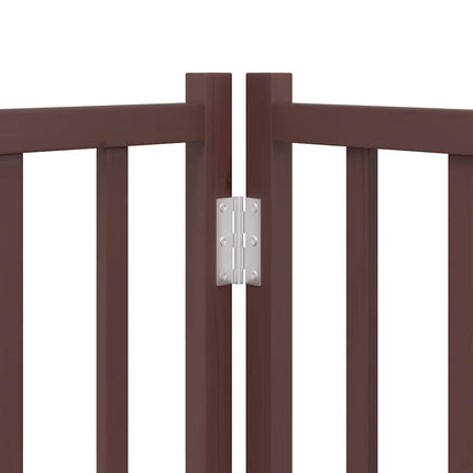 hundelåge med dør 8 paneler 640 cm foldbar poppeltræ brun