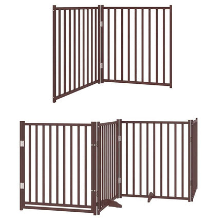 hundelåge med dør 12 paneler 960 cm foldbar poppeltræ brun