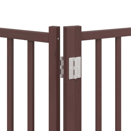 hundelåge med dør 12 paneler 960 cm foldbar poppeltræ brun
