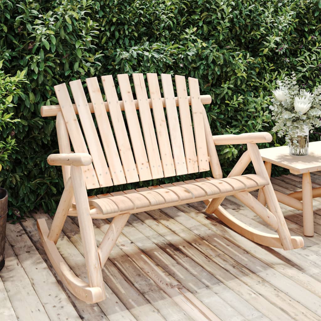 2-personers Havebænk Med Gyngefunktion 123x96x102 Cm Grantræ - Naturfarvet
