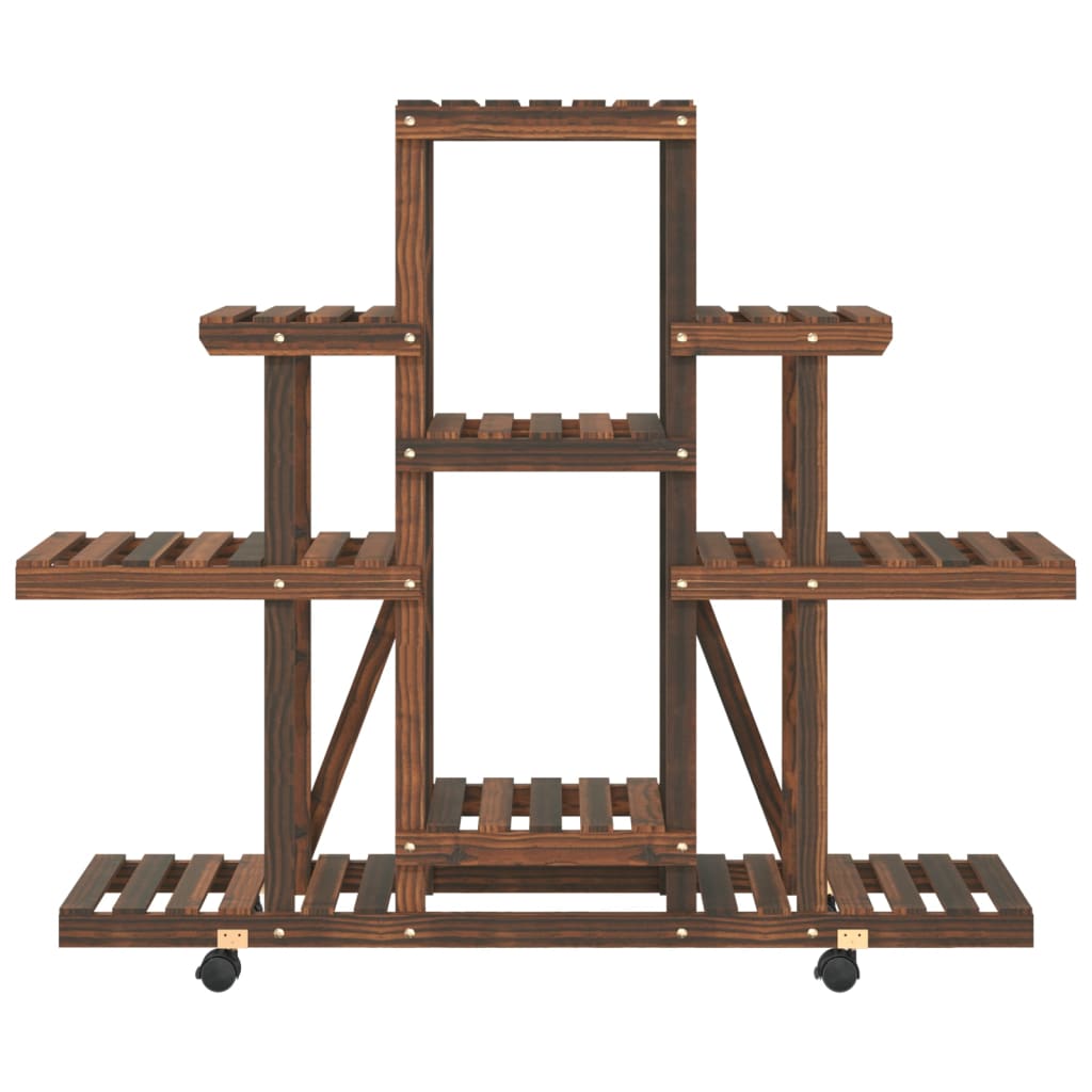 blomsterstativ med hjul 110x25x101 cm massivt fyrretræ