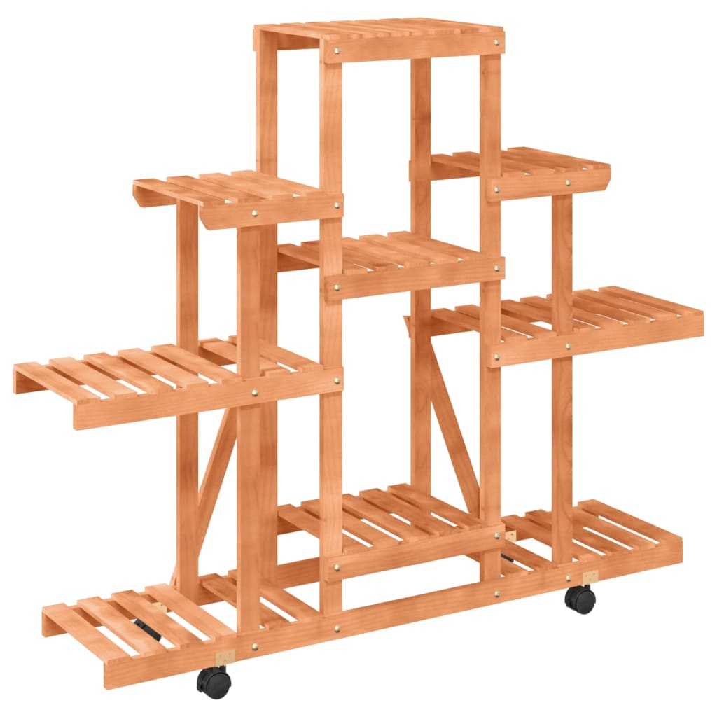 blomsterstativ med hjul 110x25x101 cm massivt fyrretræ