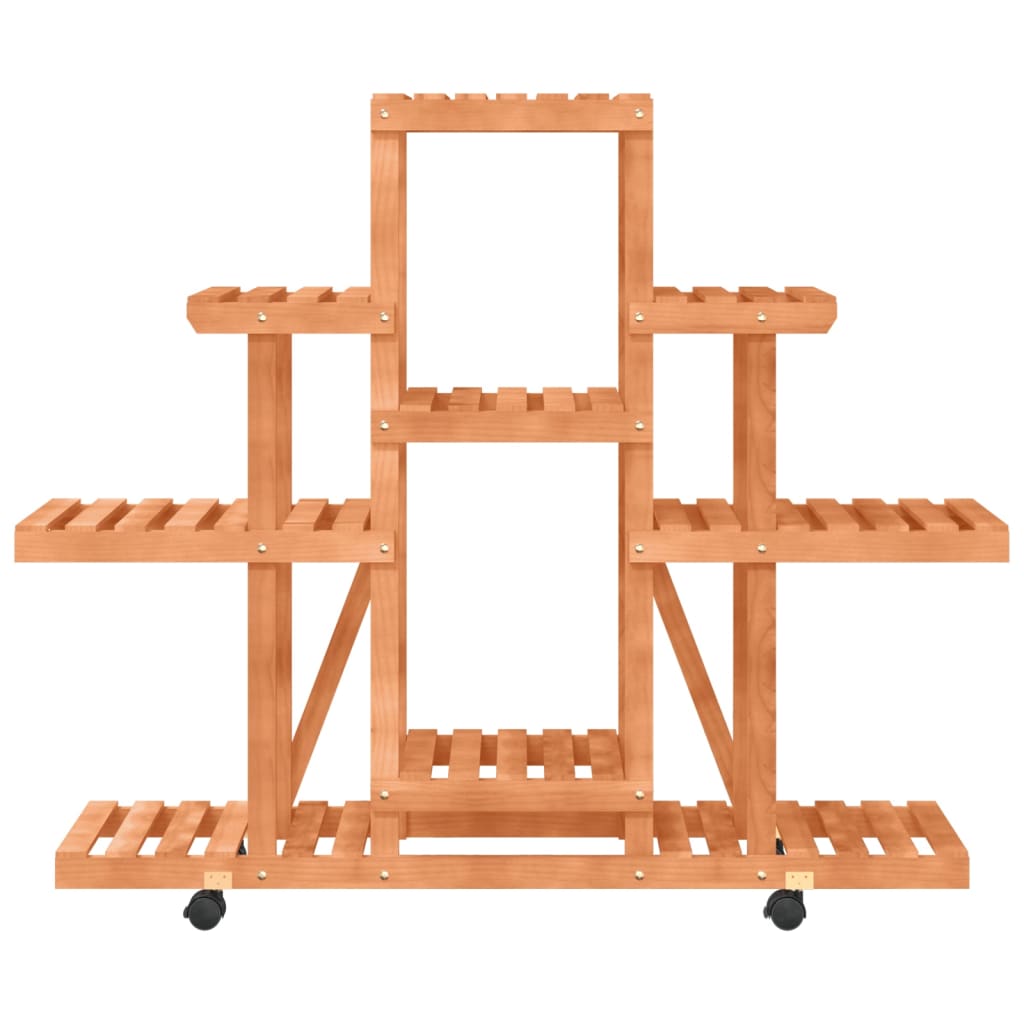 blomsterstativ med hjul 110x25x101 cm massivt fyrretræ