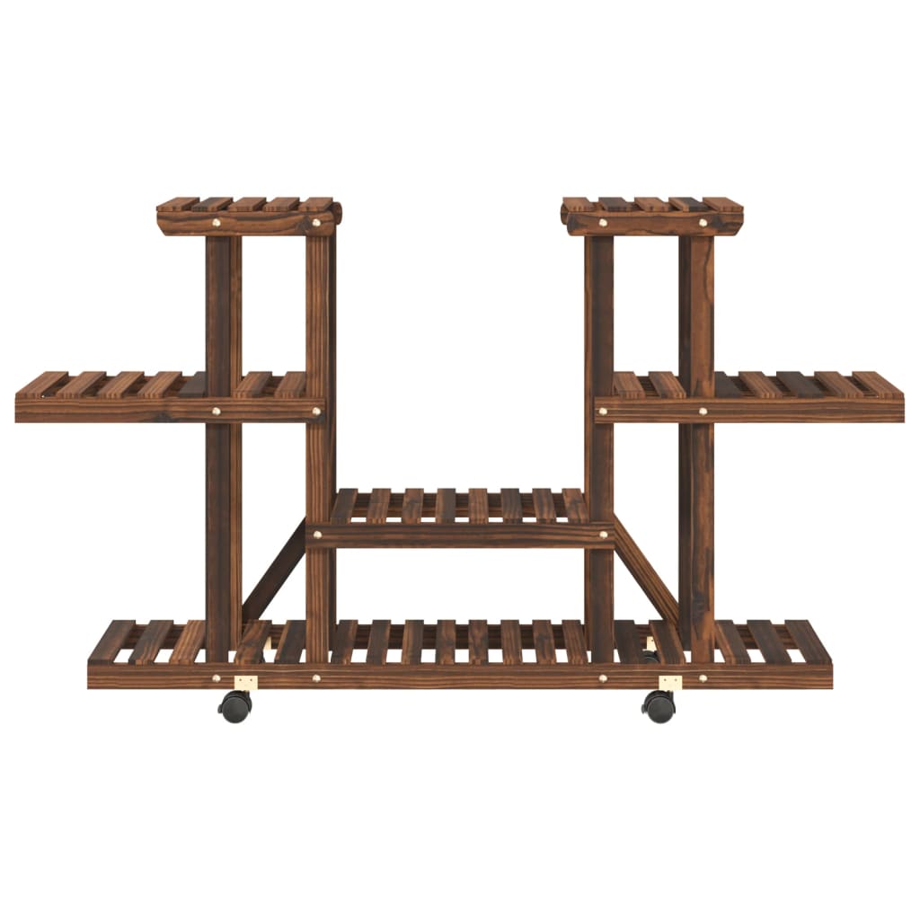 blomsterstativ med hjul 110x25x78 cm massivt fyrretræ