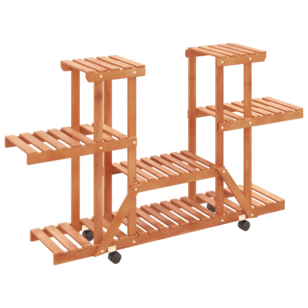 blomsterstativ med hjul 110x25x78 cm massivt fyrretræ