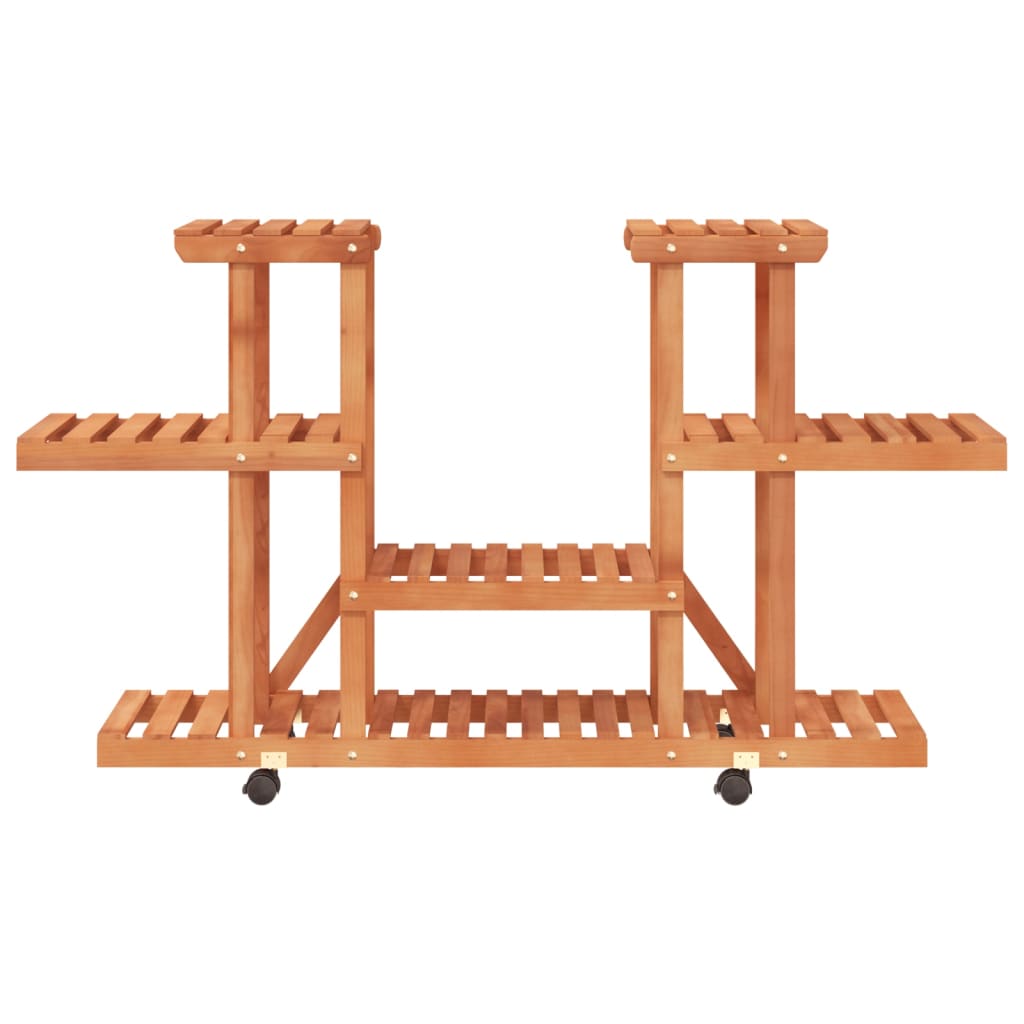 blomsterstativ med hjul 110x25x78 cm massivt fyrretræ