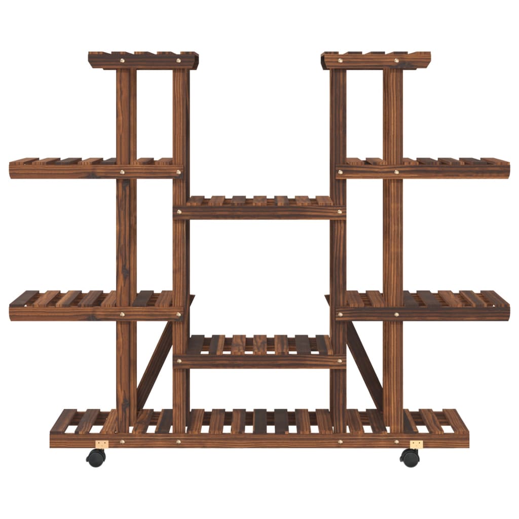 blomsterstativ med hjul 110x25x115 cm massivt fyrretræ