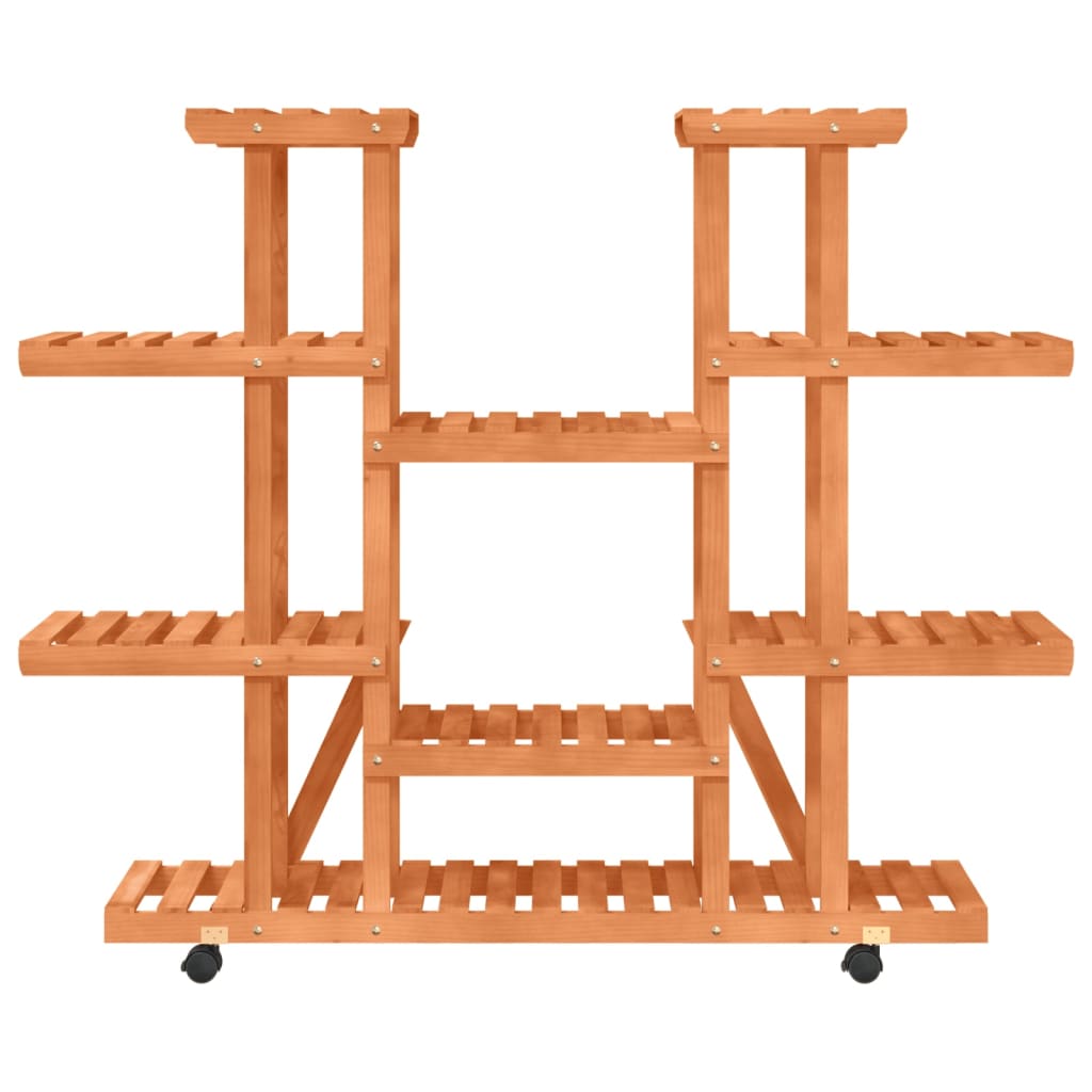 blomsterstativ med hjul 110x25x115 cm massivt fyrretræ