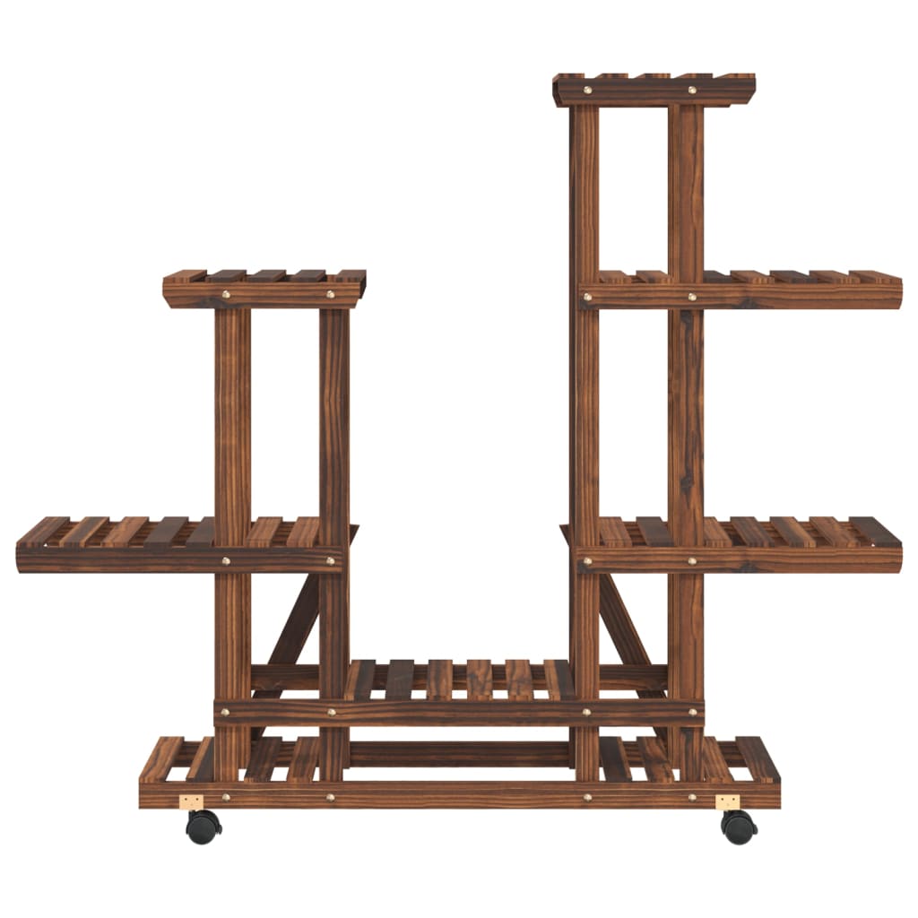 blomsterstativ med hjul 95x25x101 cm massivt fyrretræ